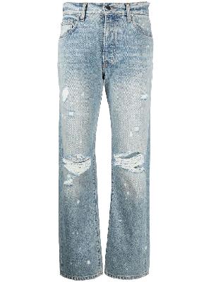 AMIRI - Blue Distressed Straight-Leg Jeans
