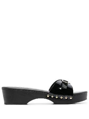 Ancient Greek Sandals - Black Omia Patent Leather Mules