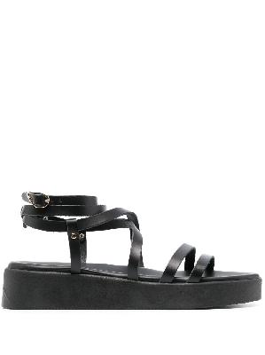 Ancient Greek Sandals - Black Aristea Flatform Leather Sandals