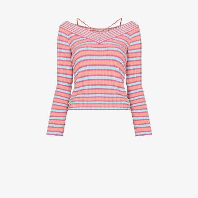Andersson Bell - Nina Striped Off-The-Shoulder Knitted Top