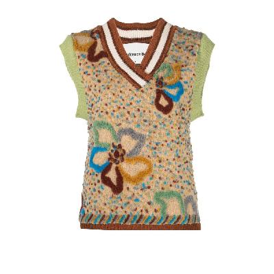 Andersson Bell - Neutral Floral Embroidered Knitted Vest
