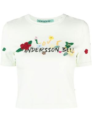 Andersson Bell - Green Dasha Flower Logo Cropped T-Shirt