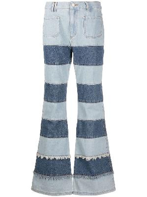 Andersson Bell - Blue Mahina Patchwork Stripe Flared Jeans