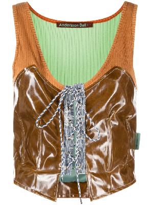 Andersson Bell - Brown Akira Lace Front Tank Top