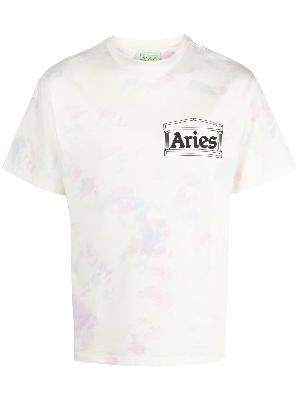 Aries - White Tie-Dye Temple Print T-Shirt