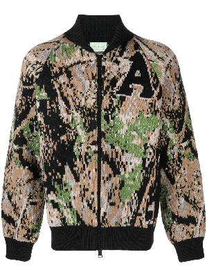 Aries - Brown Knitted Varsity Jacket