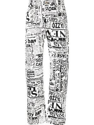Aries - White Ozzy Lilly Newspaper Print Jeans