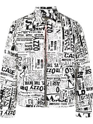 Aries - White Ozzy Newspaper Print Denim Jacket