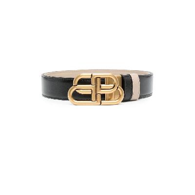 Balenciaga - Black BB Logo Reversible Leather Belt