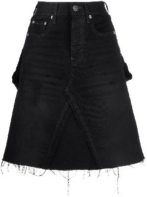 Balenciaga - Black Ripped A-Line Denim Skirt