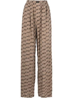 Balenciaga - Brown BB Monogram Print Straight-Leg Trousers
