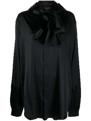 Balenciaga - Black Logo Jacquard Hooded Blouse