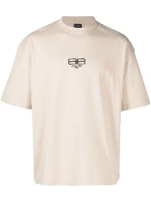 Balenciaga - Neutral Embroidered Logo T-Shirt