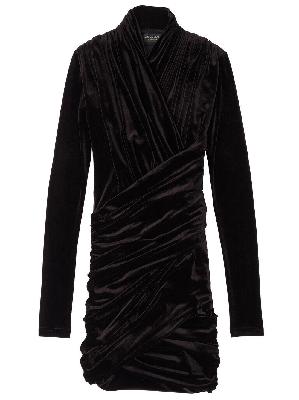 Balenciaga - Black Draped Velvet Mini Dress