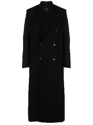 Balenciaga - Black Double-Breasted Cotton Coat