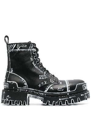 Balenciaga - Black Leather Combat Boots