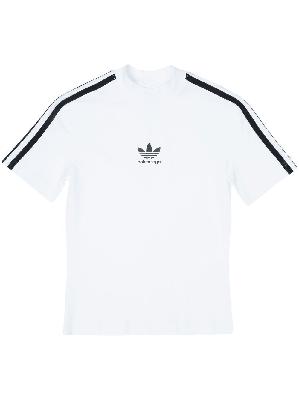 Balenciaga - X Adidas White Logo Print Three-Stripe Cotton T-Shirt