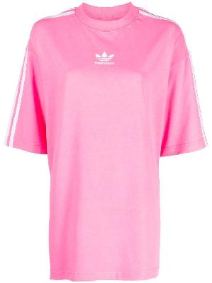 Balenciaga - X Adidas Pink Logo Print Striped Cotton T-Shirt