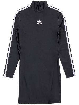 Balenciaga - X Adidas Black Logo Print Three-Stripe Mini Dress