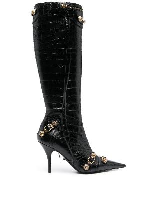 Balenciaga - Black Cagole 90 Mock Croc Leather Boots