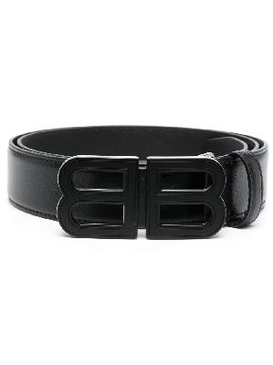 Balenciaga - Black Logo Buckle Leather Belt