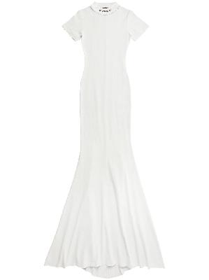 Balenciaga - White Logo-Embroidered Long Dress