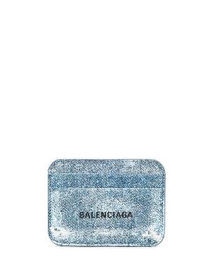 Balenciaga - Blue Denim-Design Leather Cardholder