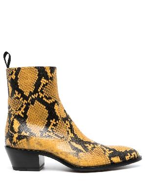 Bally - Yellow Vegas Snake-Effect Leather Boots