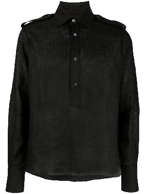 Bally - Black Half Button Linen Shirt