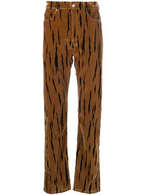 Bally - Brown Velvet Tiger Print Trousers
