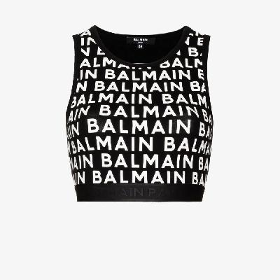 Balmain - Black Logo Cropped Top