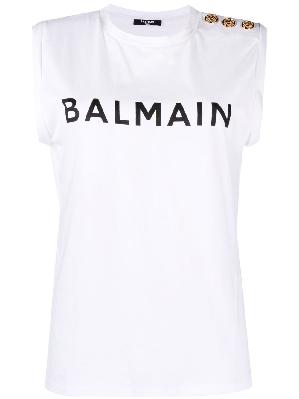 Balmain - White Logo Cotton Tank Top