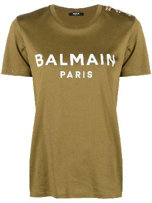 Balmain - Green Logo Cotton T-Shirt