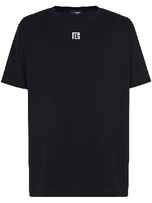 Balmain - Black PB Logo Print Organic Cotton T-Shirt