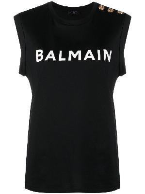 Balmain - Logo-Print Sleeveless Top