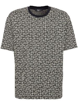 Balmain - Black Monogram Print Cotton T-Shirt