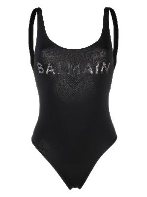 Balmain - Black Logo Embellished Swimsuit