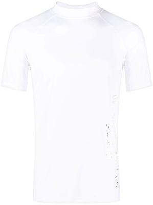 Balmain - White Logo Print Mock Neck T-Shirt