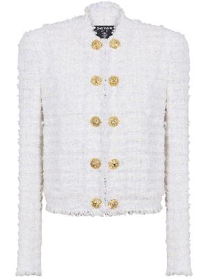 Balmain - White Bouclé Tweed Double-Buttoned Jacket