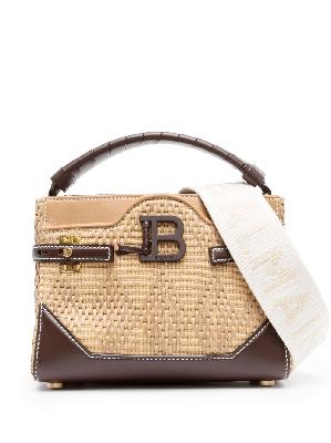 Balmain - Brown B-Buzz 22 Raffia Top Handle Bag