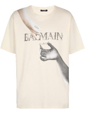 Balmain - White Cotton Statue Print T-Shirt