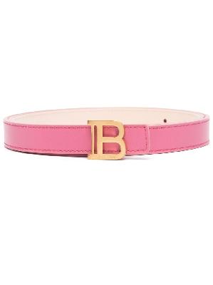 Balmain - Pink Logo Plaque Leather Belt