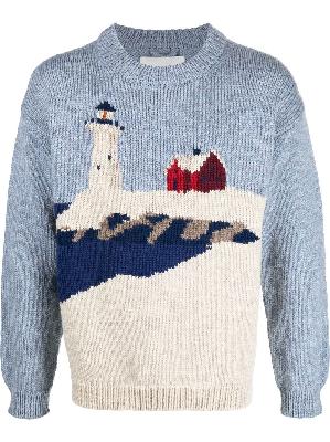 BODE - Blue Highland Lighthouse Wool Sweater