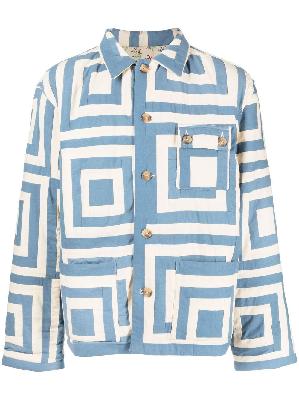 BODE - Blue White House Steps Reversible Quilted Jacket
