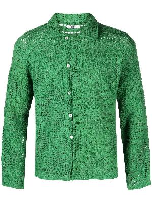 BODE - Green Crochet Cotton Shirt
