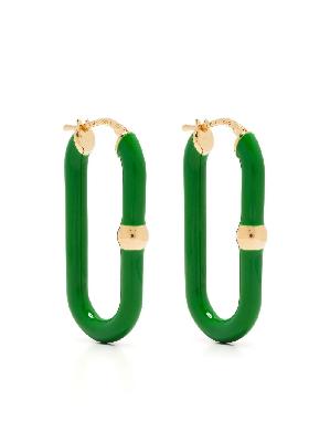 Bottega Veneta - Gold-Plated Chains Enamel Hoop Earrings