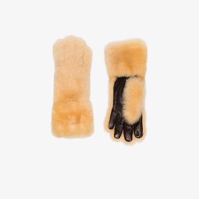 Bottega Veneta - Neutral Faux Fur And Leather Gloves