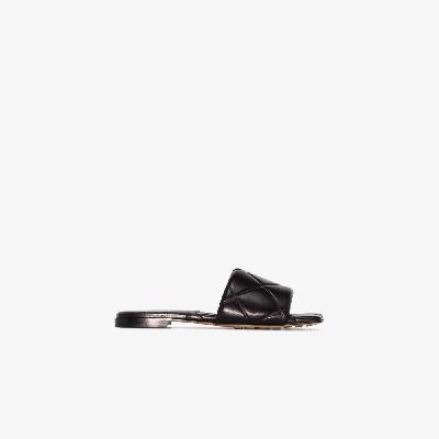 Bottega Veneta - Black Rubber Lido Leather Sandals