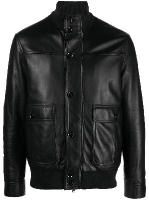 Brioni - Black Buttoned Leather Jacket
