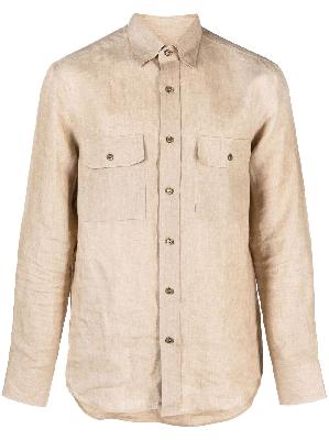Brioni - Beige Linen Button-Up Shirt